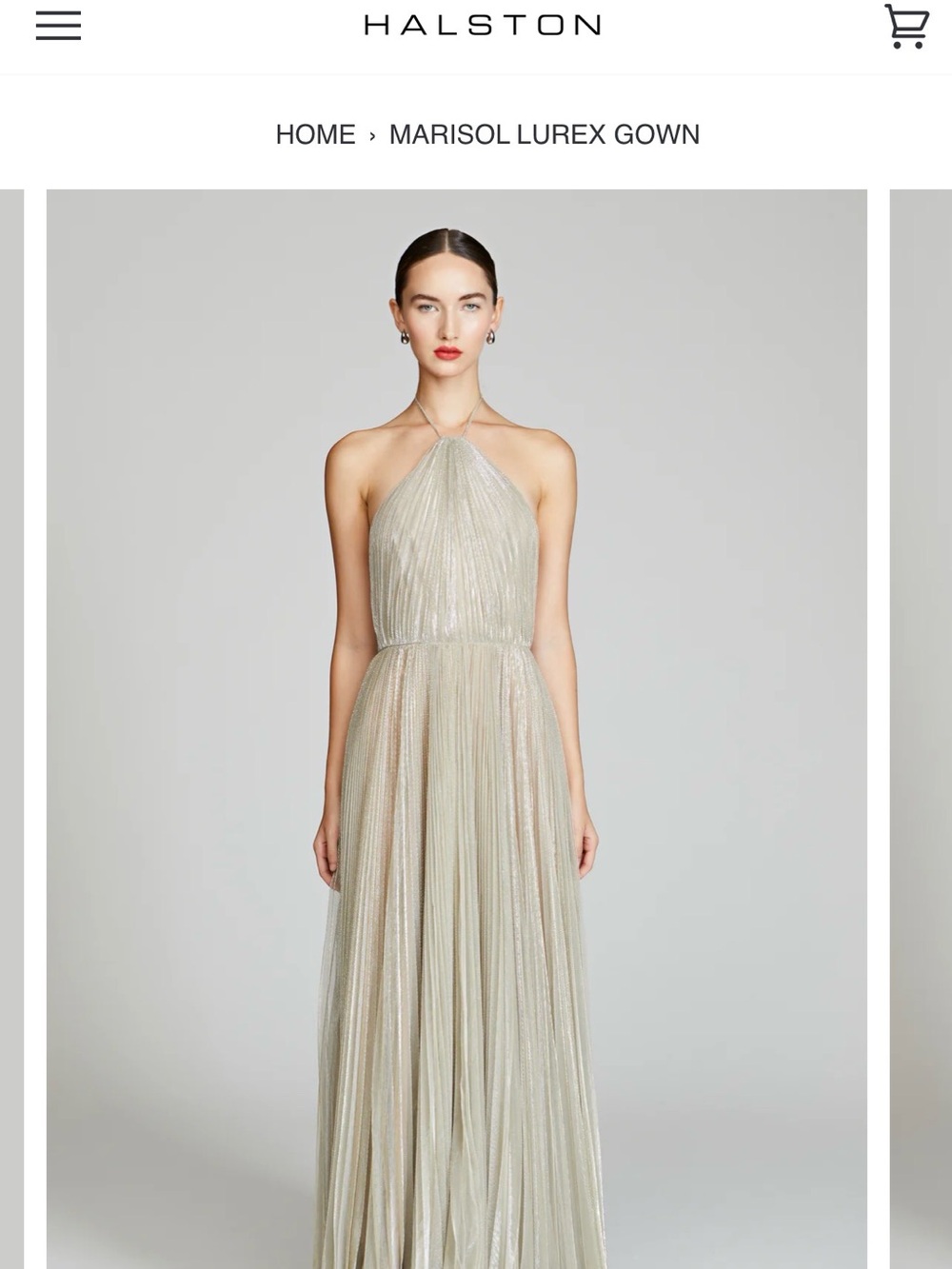 Halston Heritage Shimmery Pewter Halter Maxi Gown